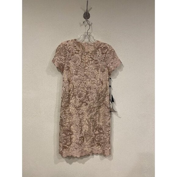 Adrianna Papell Dress Womens 2 Lace A Line Shift Cocktail Formal Joyful Blush - Picture 2 of 4